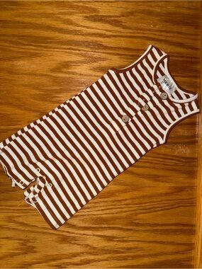 Mebie Baby Striped Sleeveless Baby Romper - Brown & White
